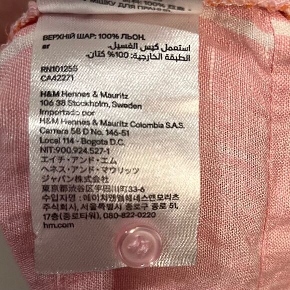 Lemlem X H&M Pink Linen Stripe Mini Short Dress Women's Size S - Picture 7 of 12